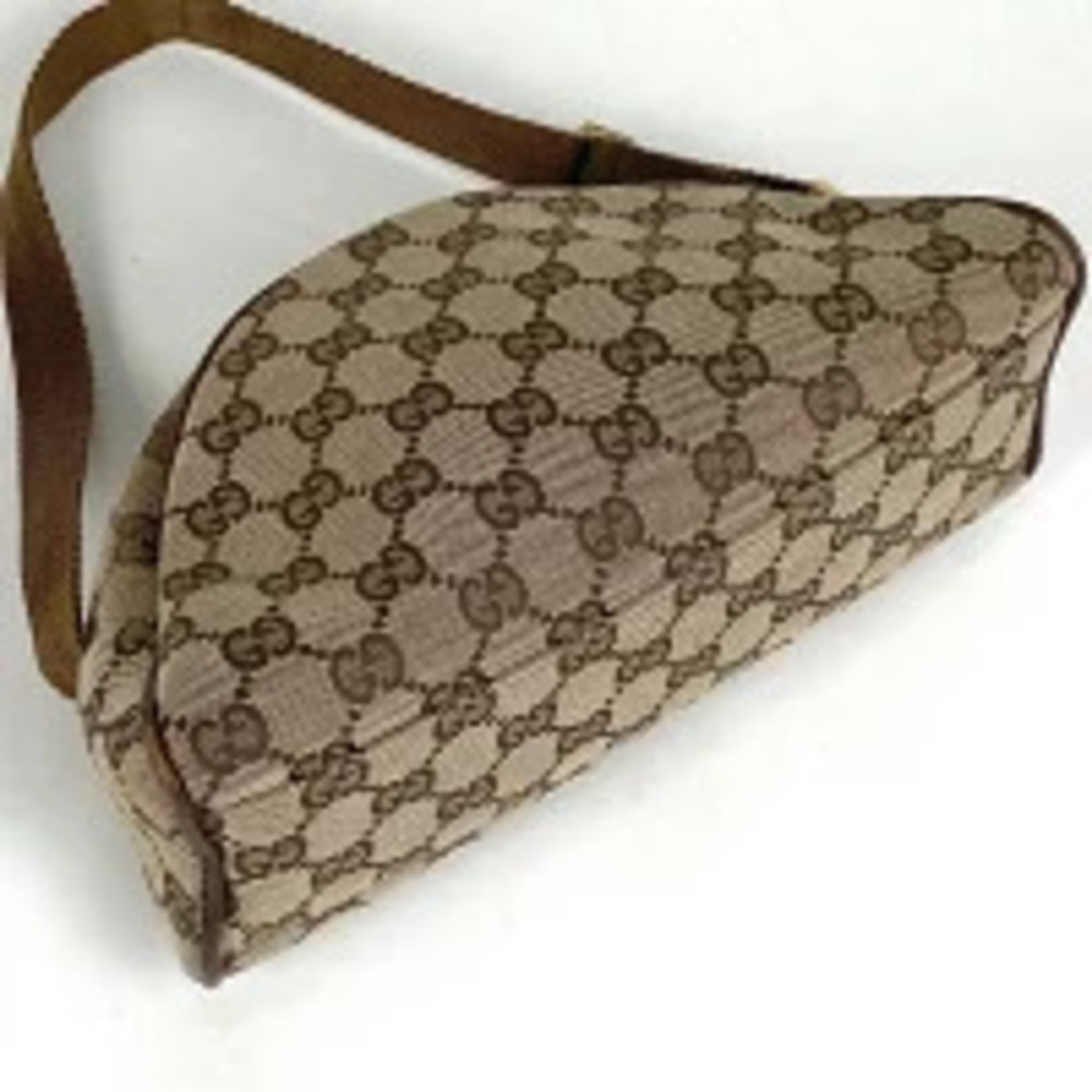 Gucci GG canvas half moon handbag shoulder Hobo bag Clutch brown